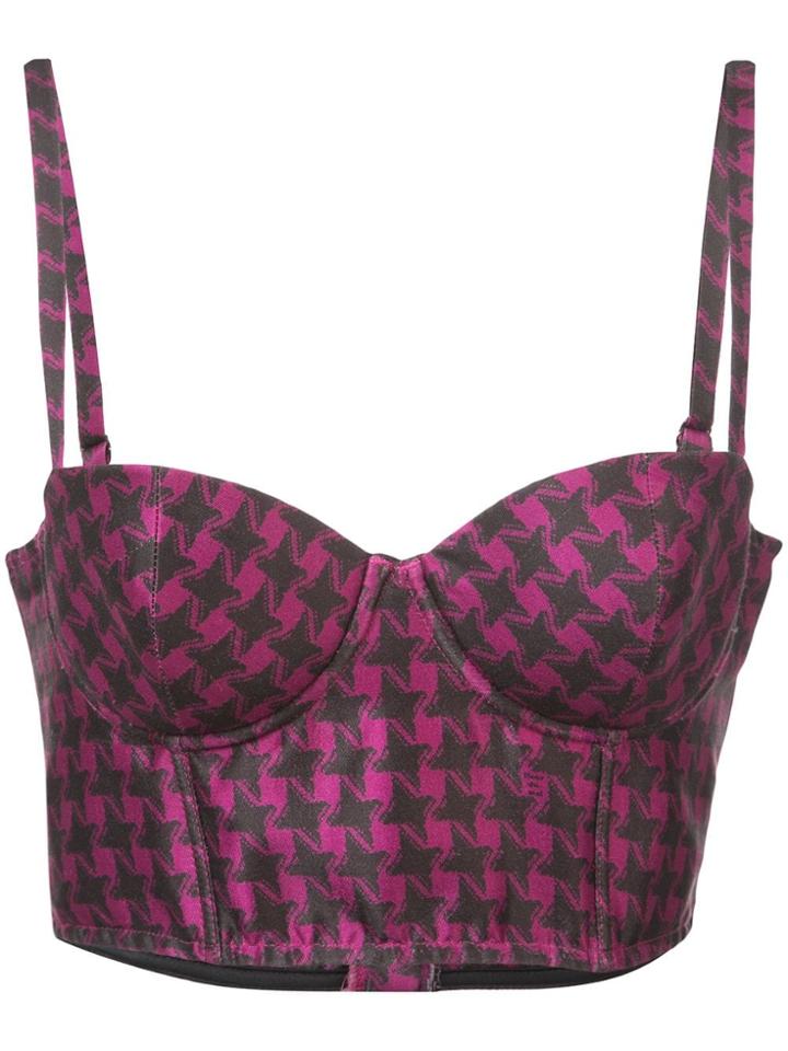 Fleur Du Mal Houndstooth Bustier - Purple