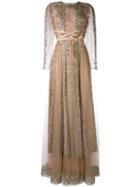 Valentino Crystal And Lace Gown, Women's, Size: 40, Nude/neutrals, Silk/polyamide/spandex/elastane