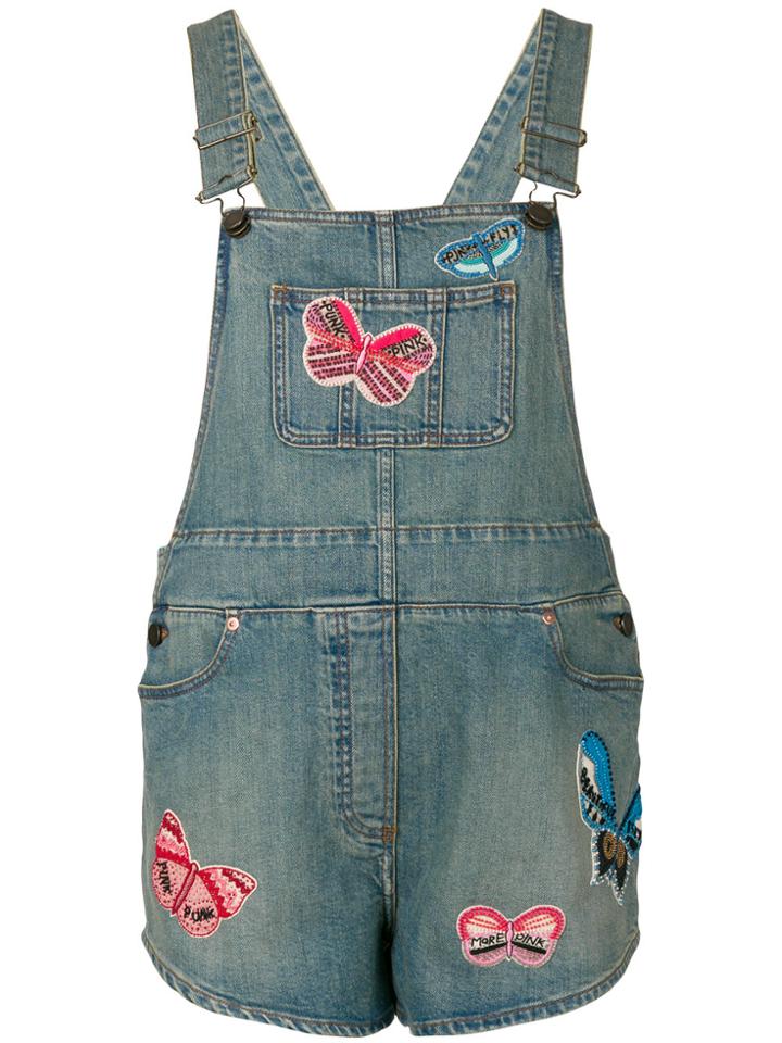 Valentino Punk Insect Appliqué Dungarees - Blue
