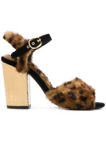 Fausto Zenga Leopard Print Sandals - Brown