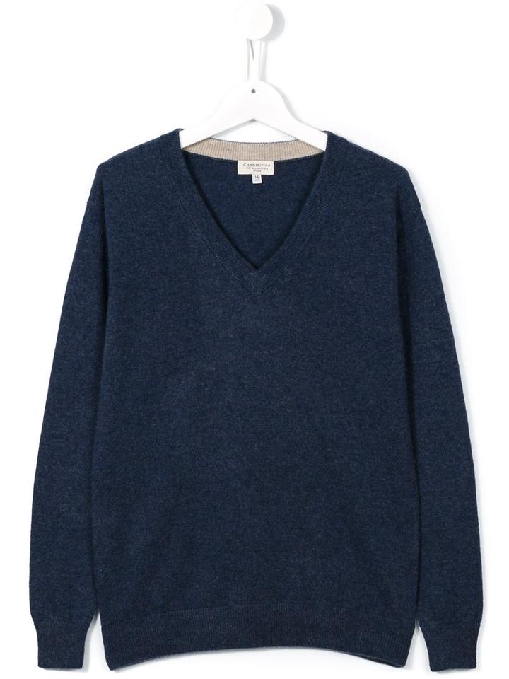 Cashmirino - V-neck Jumper - Kids - Cashmere - 14 Yrs, Blue