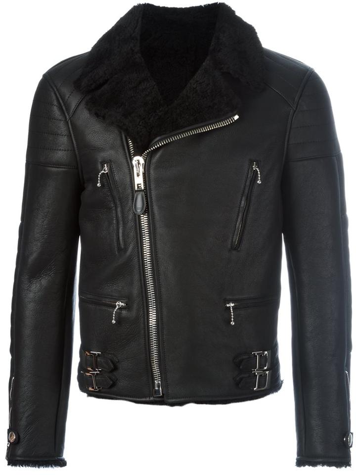 Givenchy Shearling Lined Biker Jacket, Men's, Size: 48, Black, Lamb Skin