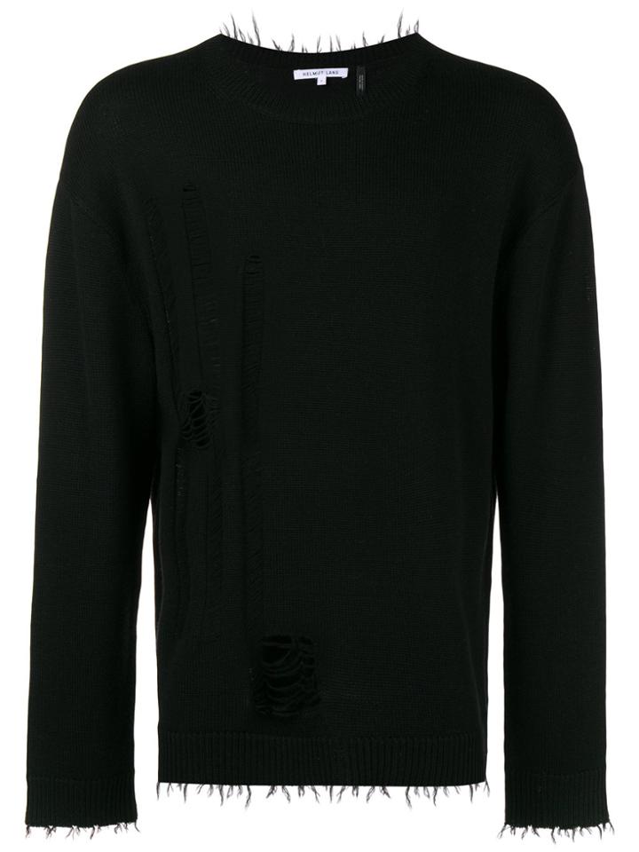 Helmut Lang Distressed Long-sleeve Sweater - Black