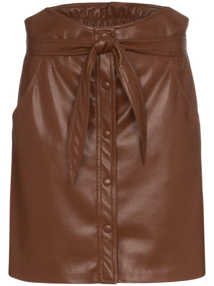 Nanushka Belted Faux Leather Mini Skirt - Brown