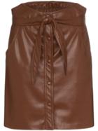 Nanushka Belted Faux Leather Mini Skirt - Brown