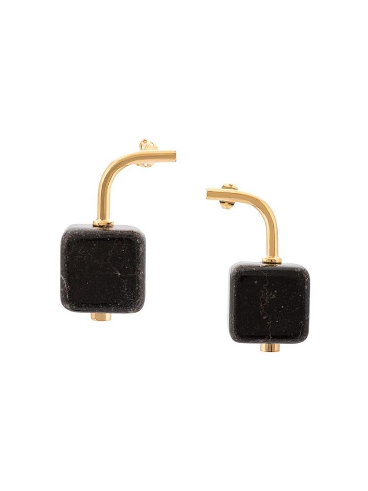 Marni Marble Block Earrings - Black