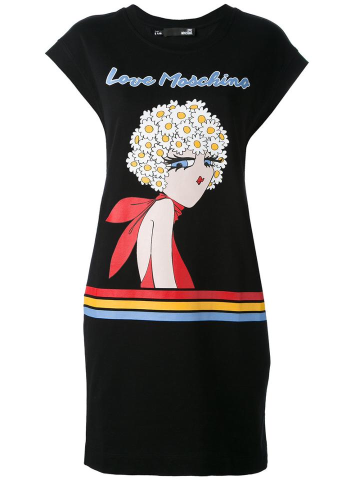 Love Moschino - Logo Print T-shirt Dress - Women - Cotton/spandex/elastane - 46, Black, Cotton/spandex/elastane