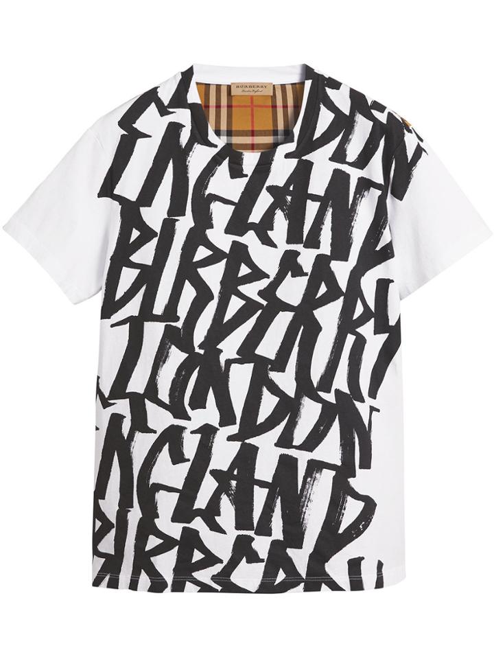 Burberry Graffiti Print And Vintage Check T-shirt - White