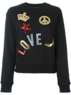 Love Moschino Multi Patch Sweatshirt, Women's, Size: 40, Black, Cotton
