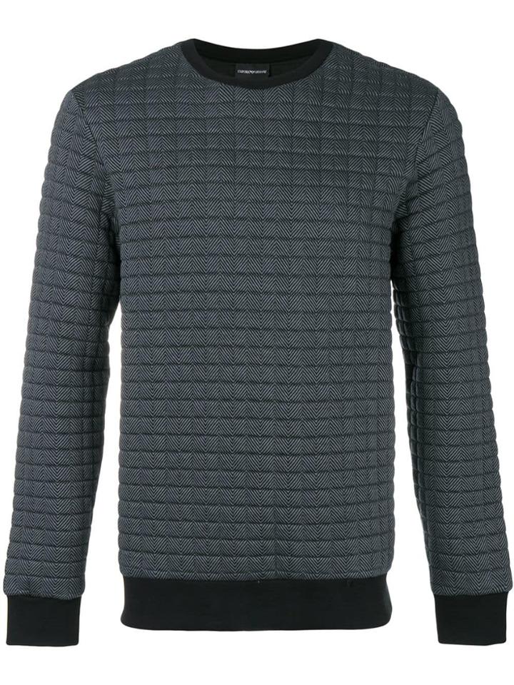 Emporio Armani Waffled Crew Neck Sweatshirt - Grey