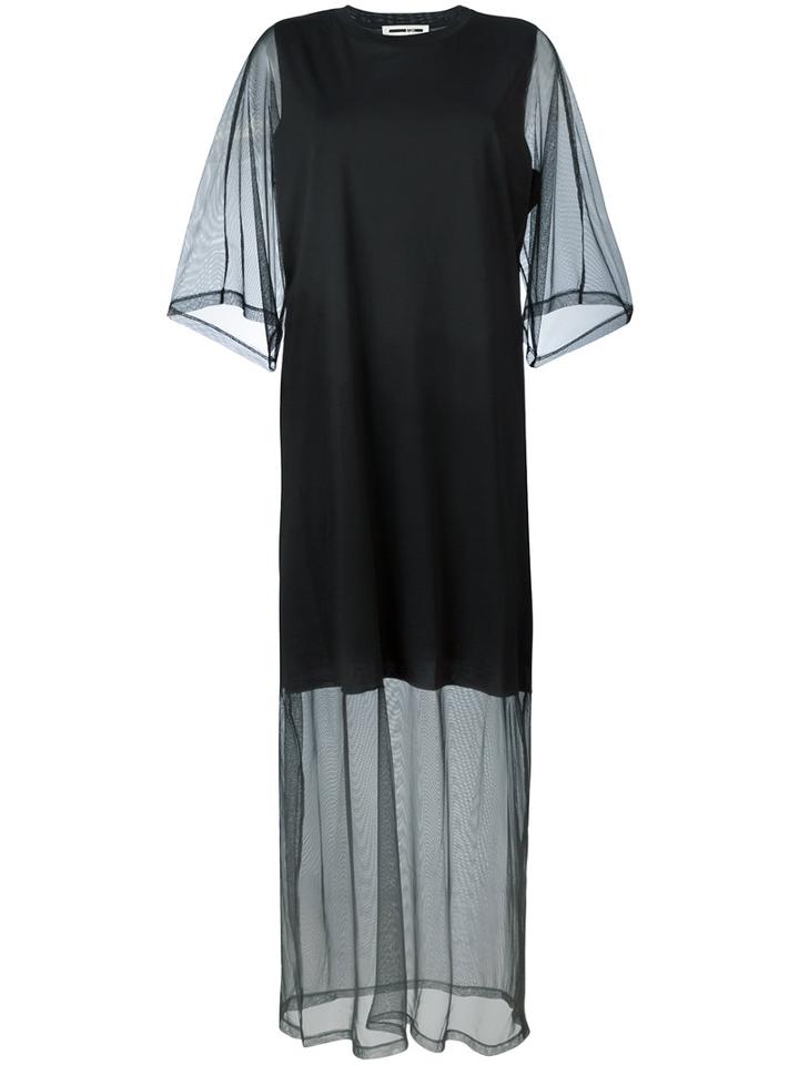 Mcq Alexander Mcqueen Sheer Sleeve T-shirt Dress, Women's, Size: Small, Black, Polyester/cotton