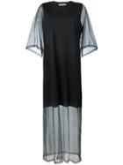 Mcq Alexander Mcqueen Sheer Sleeve T-shirt Dress, Women's, Size: Small, Black, Polyester/cotton