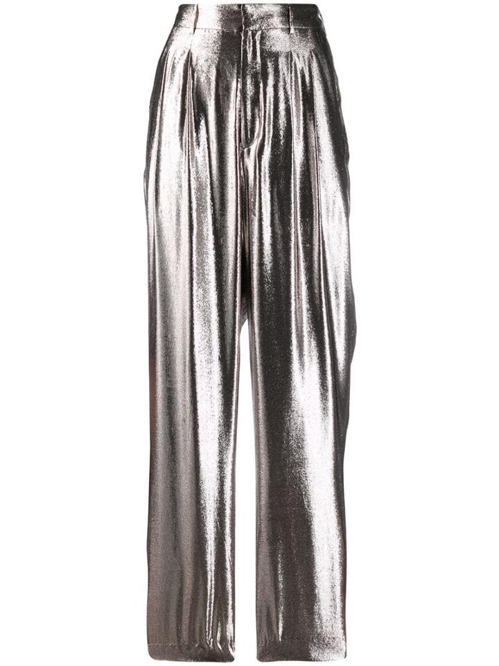 Indress Metallic Wide-leg Trousers - Silver