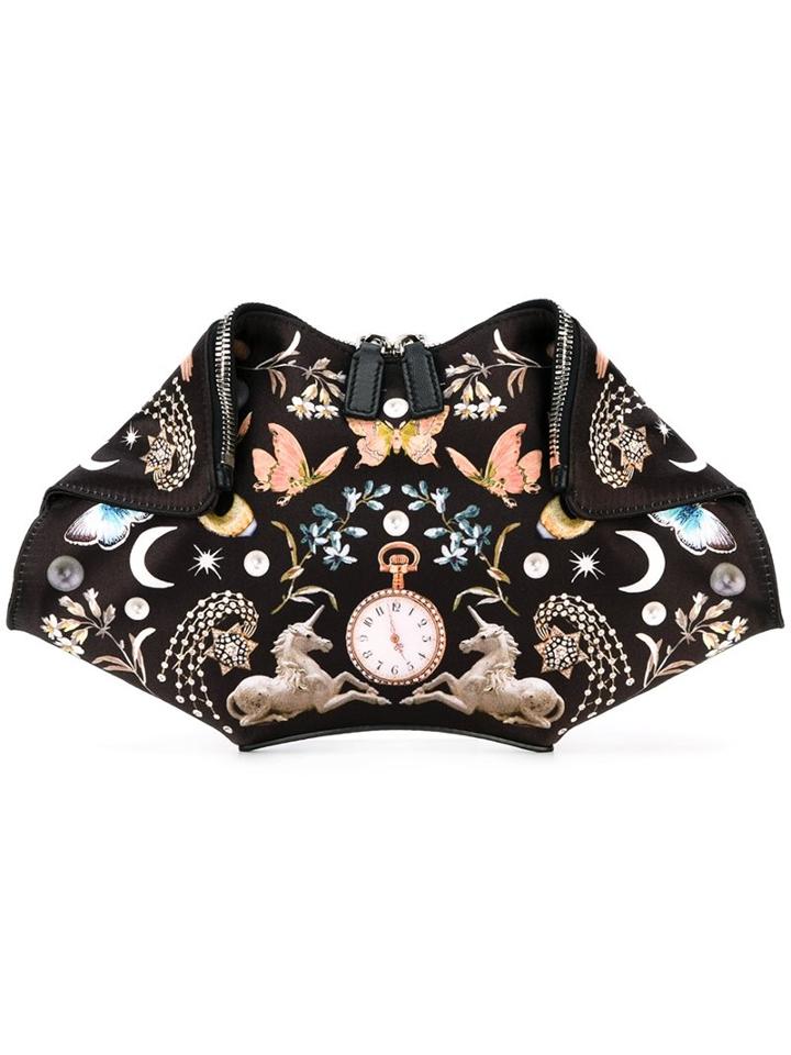 Alexander Mcqueen 'de Manta' Clutch, Women's, Black, Satin/leather
