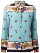 Etro Floral Print Shirt, Women's, Size: 48, Blue, Silk