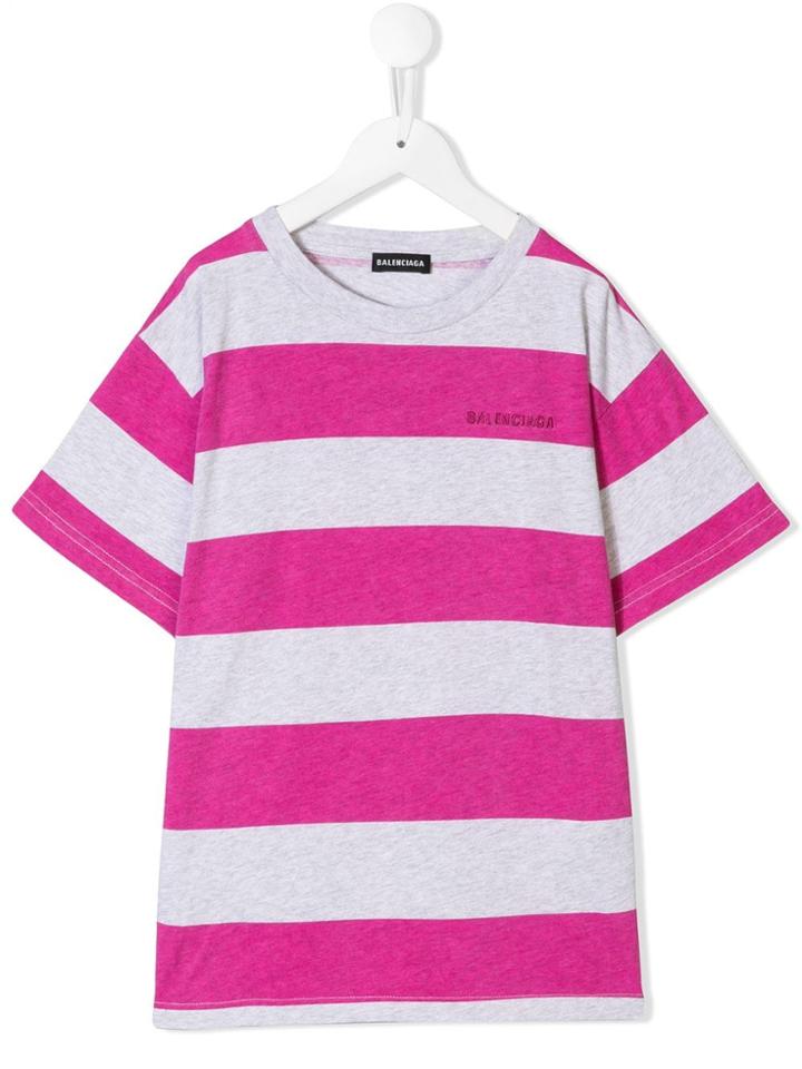 Balenciaga Kids Striped T-shirt - Grey