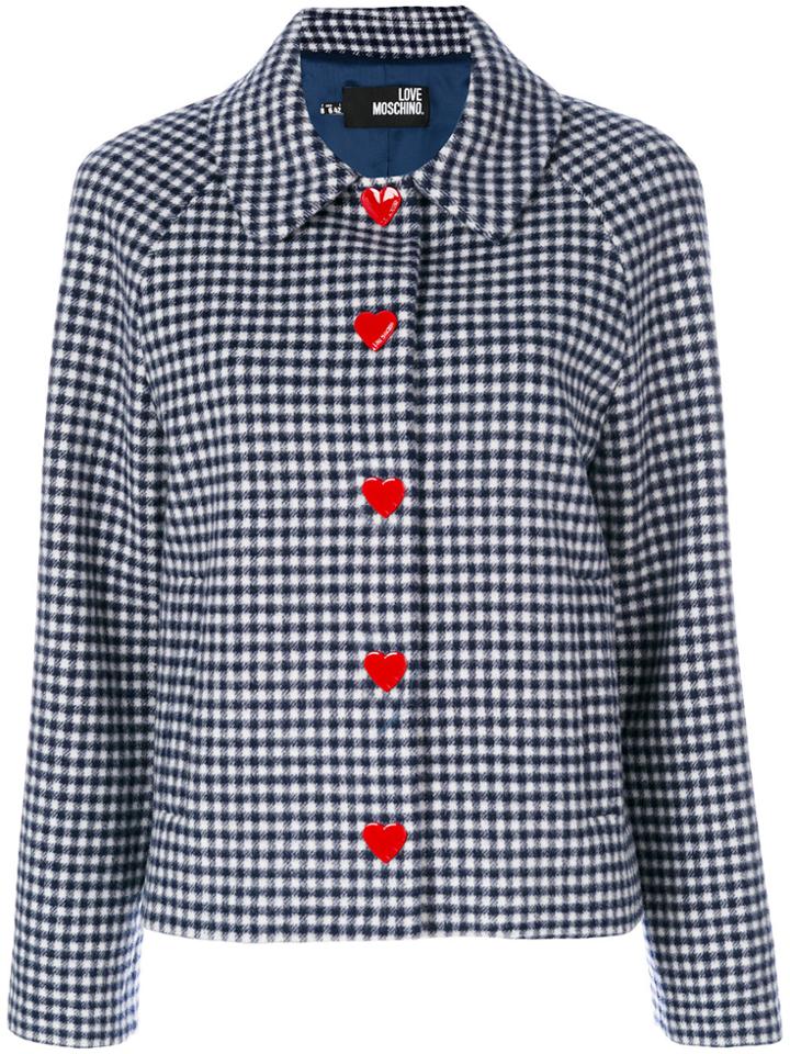 Love Moschino Check Heart Button Jacket - Blue