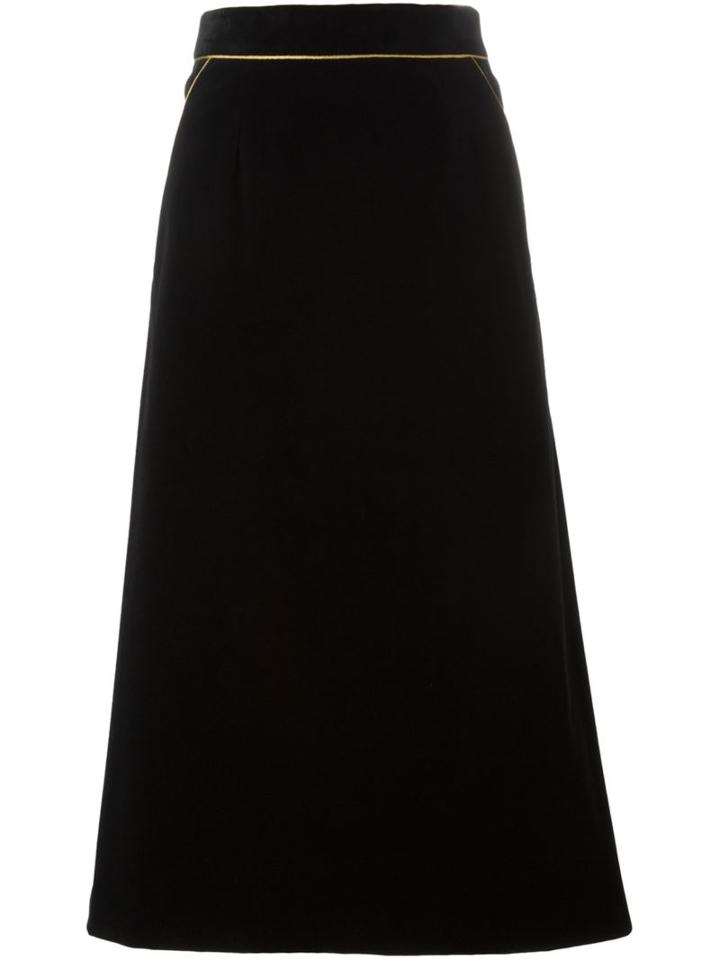 Saint Laurent Angie Midi Skirt, Women's, Size: 40, Black, Cotton/silk
