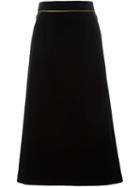 Saint Laurent Angie Midi Skirt, Women's, Size: 40, Black, Cotton/silk