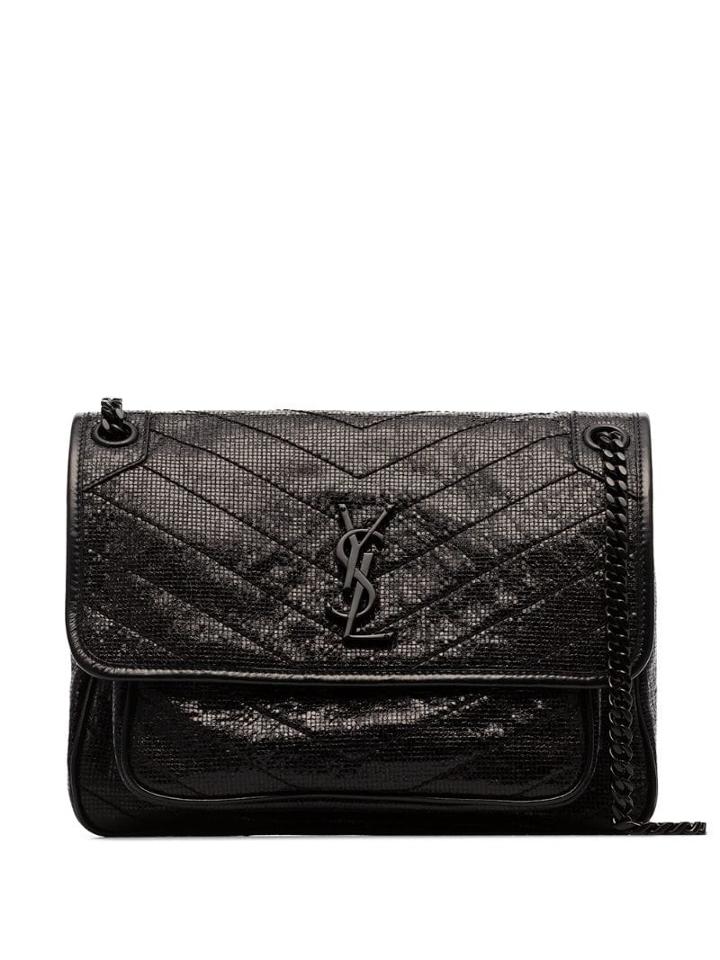 Saint Laurent Black Niki Monogram Leather Shoulder Bag