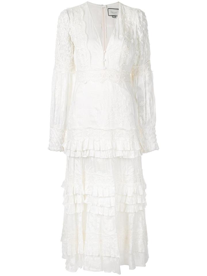Alexis Gallinda Embroidered Midi Dress - White