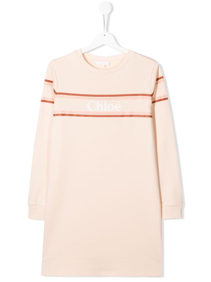 Chloé Kids Teen Logo Print Sweat Shirt - Pink