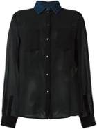 Diesel Denim Collar Shirt, Women's, Size: Xs, Black, Polyester/cotton