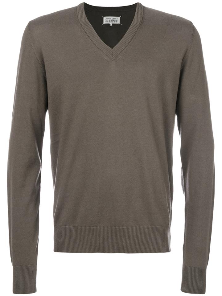 Maison Margiela Elbow Patch V-neck Jumper - Nude & Neutrals