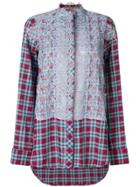 Ermanno Scervino Check And Lace Collarless Shirt - Multicolour