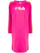 Fila Logo Print Extra Long Sweatshirt - Pink