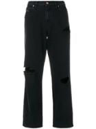 Diesel Distressed Cropped Boyfriend Jeans - Black