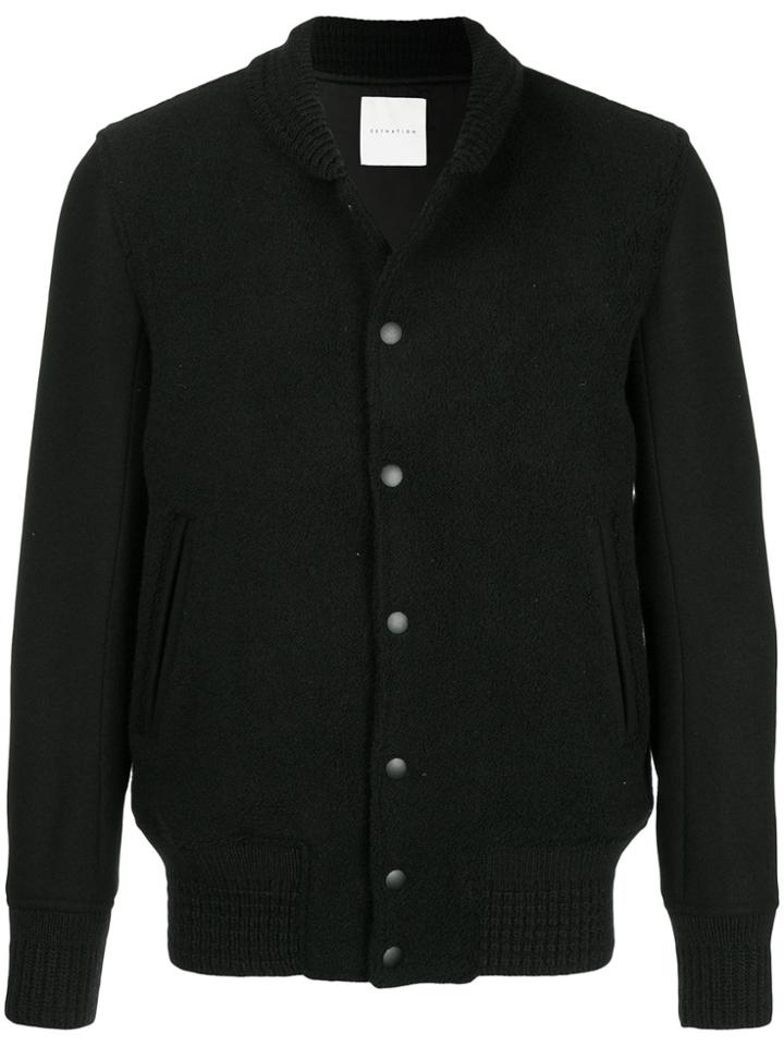 Estnation Buttoned Bomber Jacket - Black