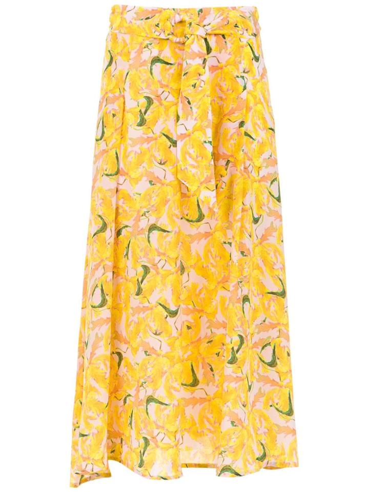 Andrea Marques Printed Midi Skirt - Pink & Purple