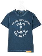 Diesel Kids - Anchor Print T-shirt - Kids - Cotton - 10 Yrs, Blue