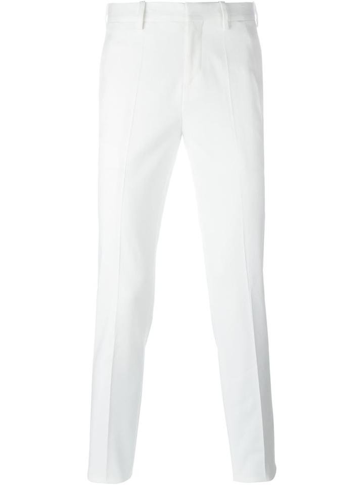 Neil Barrett Classic Tailored Trousers, Men's, Size: 50, White, Cotton/kapok/spandex/elastane