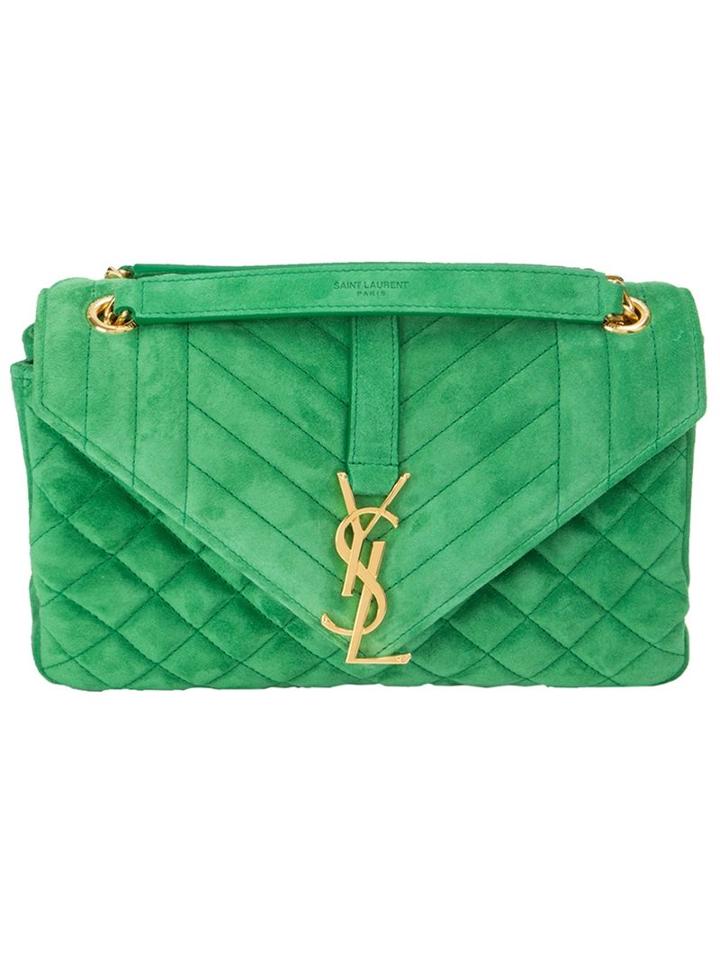 Saint Laurent 'monogram' Quilted Clutch, Women's, Green
