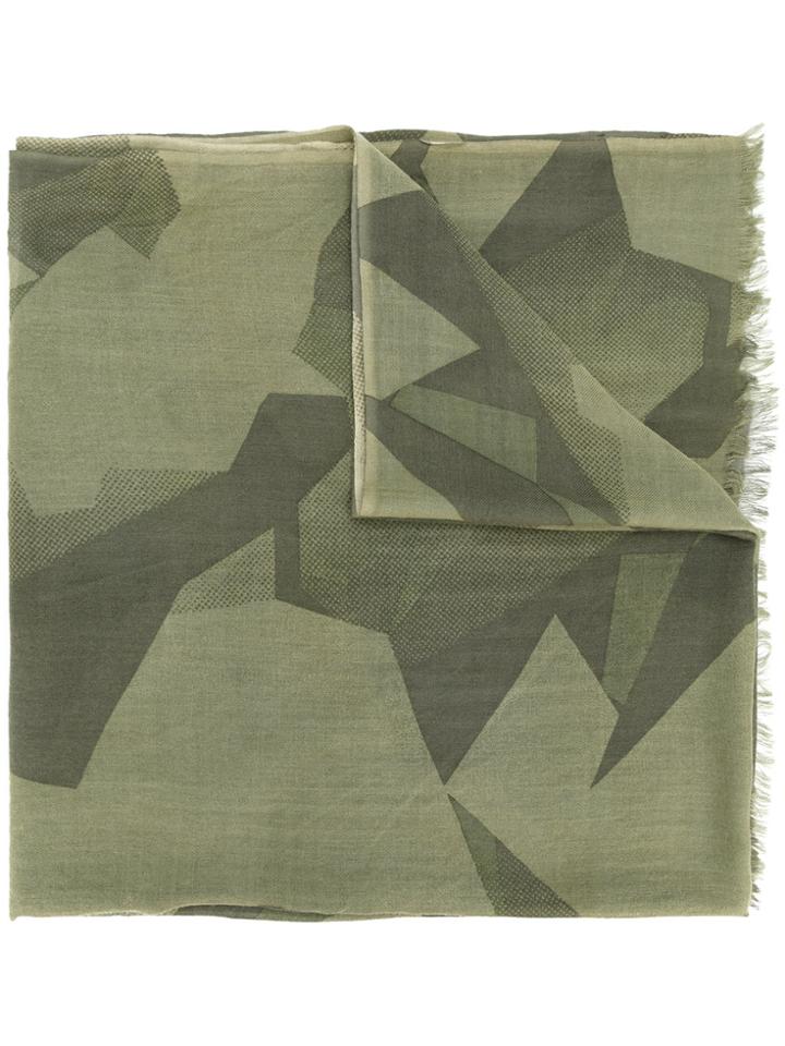 Closed Geometric Pattern Scarf - Green