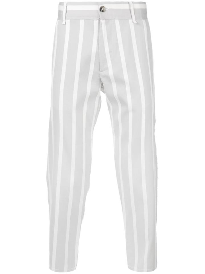 Maison Flaneur - Striped Baggy Trousers - Men - Silk/cotton/viscose - 48, Grey, Silk/cotton/viscose
