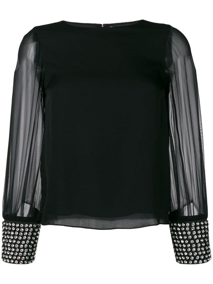 Alice+olivia Studded Cuff Blouse - Black