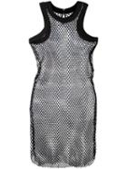 Sacai Fishnet Tank Dress, Women's, Size: 1, Black, Cotton