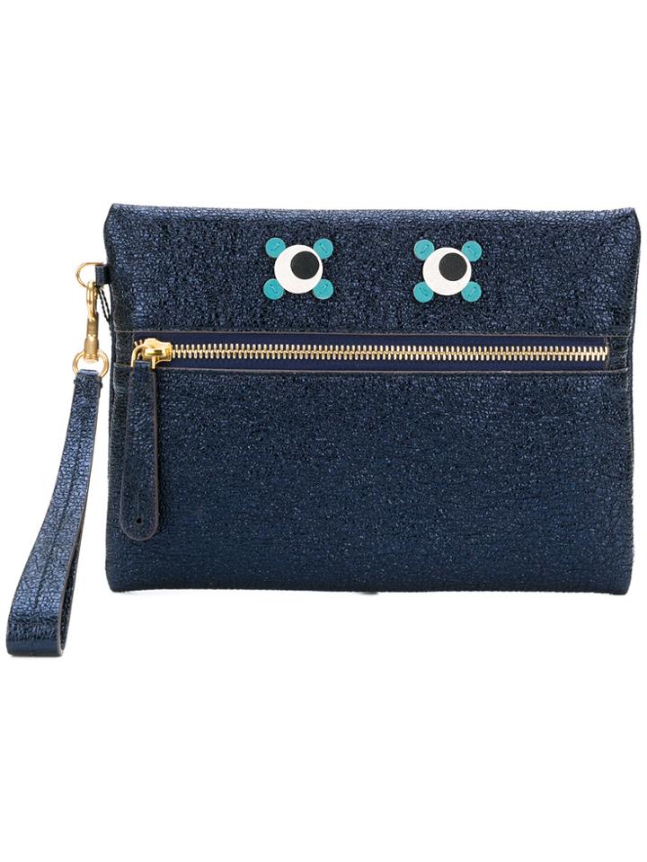 Anya Hindmarch Eyes Embellished Clutch - Blue