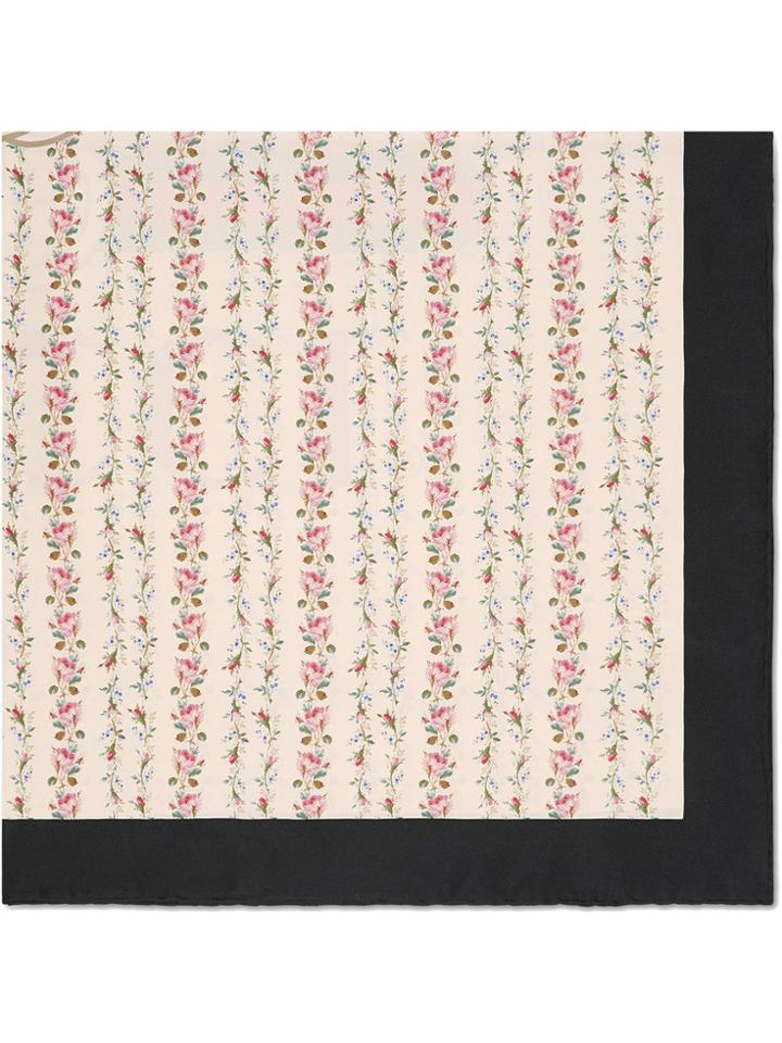 Gucci Gucci Logo Rose Print Silk Scarf - Nude & Neutrals