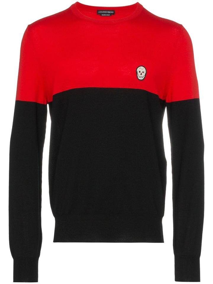 Alexander Mcqueen Skull Applique Knitted Wool Jumper - Red