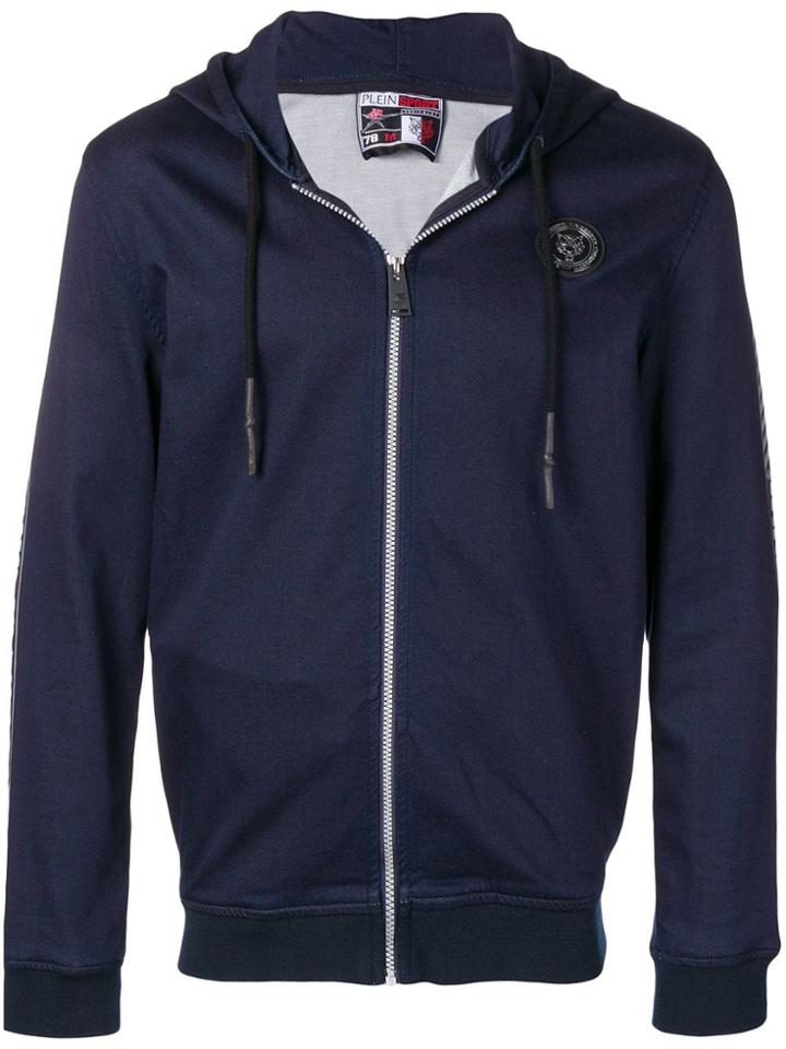Plein Sport Logo Tape Zip Hoodie - Blue