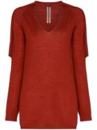 Rick Owens Knitted Distressed Jumper - Red
