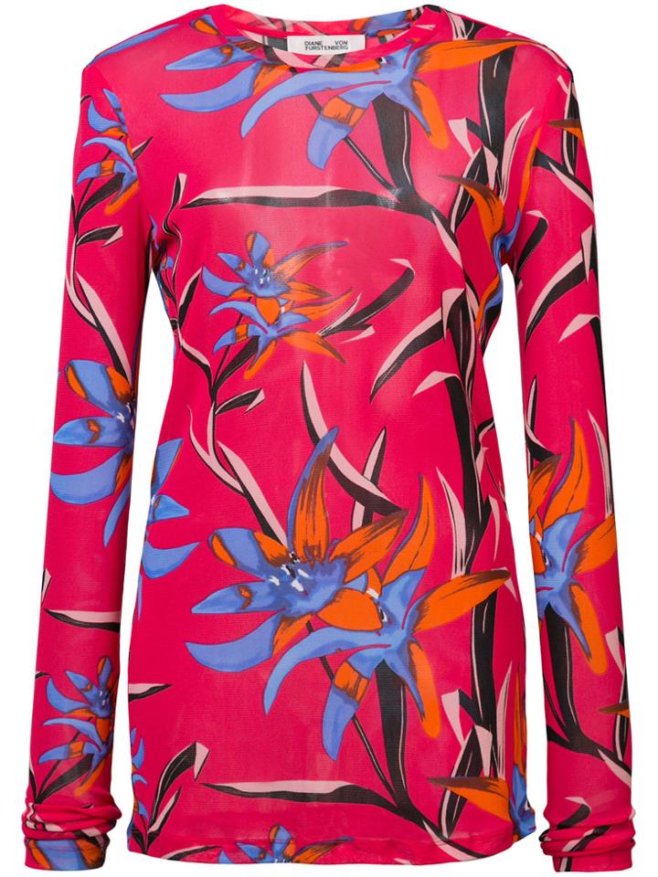 Dvf Diane Von Furstenberg Floral Print Top - Red
