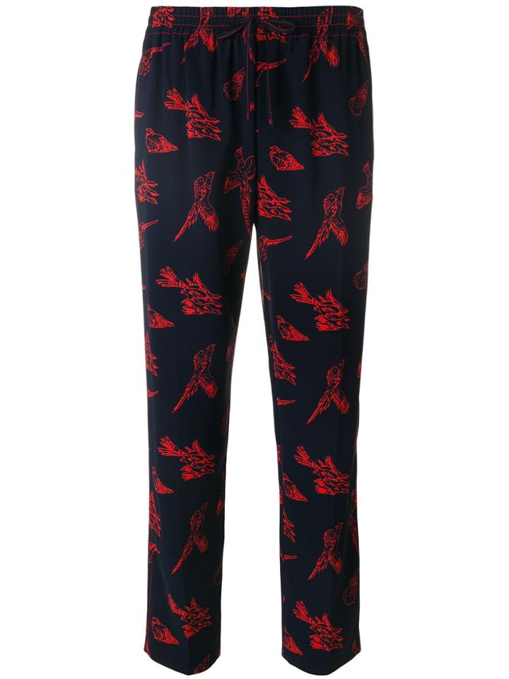 Joseph Bird Print Loose Fit Trousers - Blue