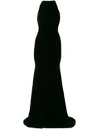 Alex Perry Greer Velvet Halter Gown - Black