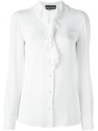 Boutique Moschino Ruffle Neck Shirt, Women's, Size: 40, White, Rayon/silk