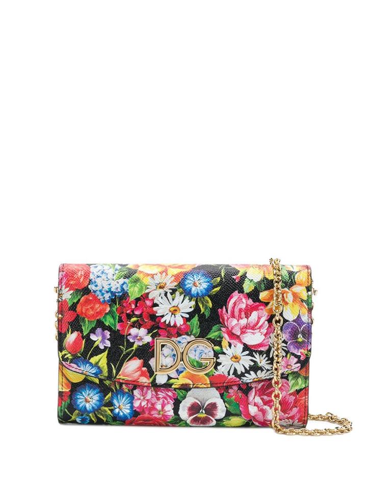Dolce & Gabbana Floral Print Wallet Bag - Black